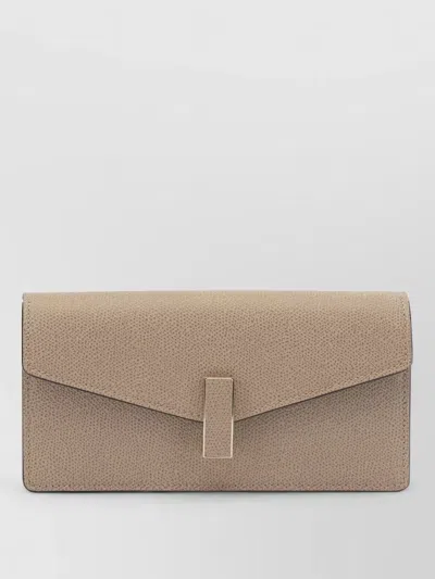 Valextra Chain Strap Rectangular Clutch With Textured Finish In Brown