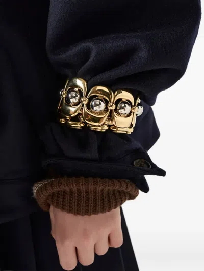 Miu Miu Embroidered-logo Zipped Sweatshirt In Blue