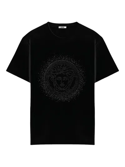 Versace Crystal Medusa T-shirt In Black
