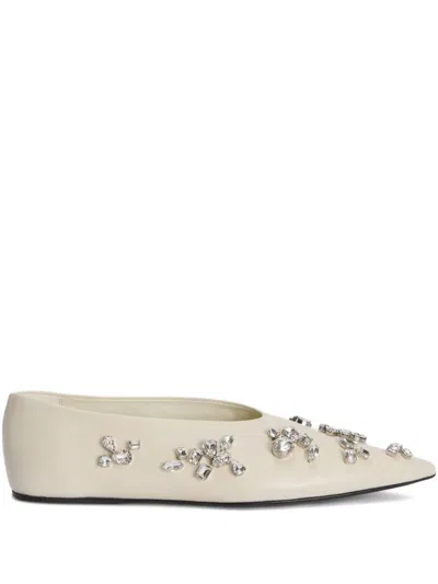 Jil Sander Crystal-embellished Pointed-toe Ballet Flats In Multi