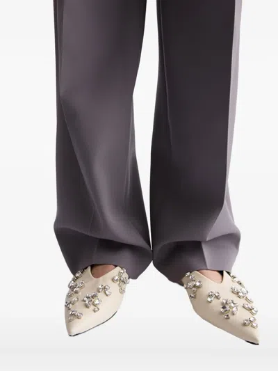 Jil Sander Crystal-embellished Pointed-toe Ballet Flats In Multi