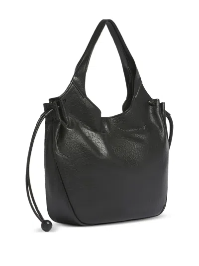 Marni Grained Leather Drawcord Tote Bag In Black