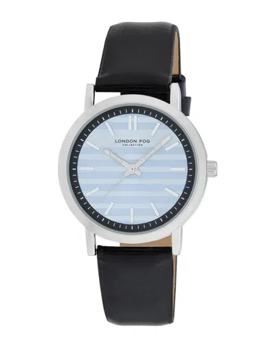 London Fog Shiel 36mm Round Black Strap Watch In Black