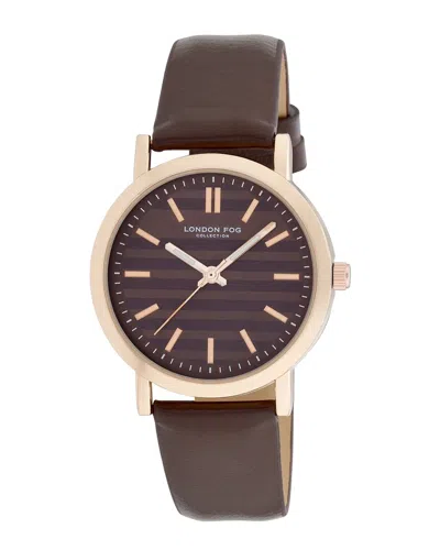 London Fog Shiel 36mm Round Rose Gold Strap Watch In Brown