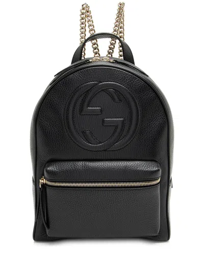 Gucci Black Leather Soho Chain Backpack (authentic Pre-loved) In Black