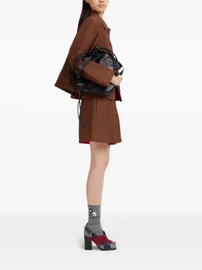 Marni Logo-patch Shorts In Brown