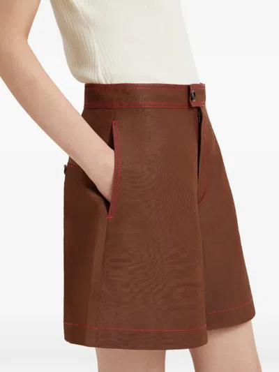 Marni Logo-patch Shorts In Brown