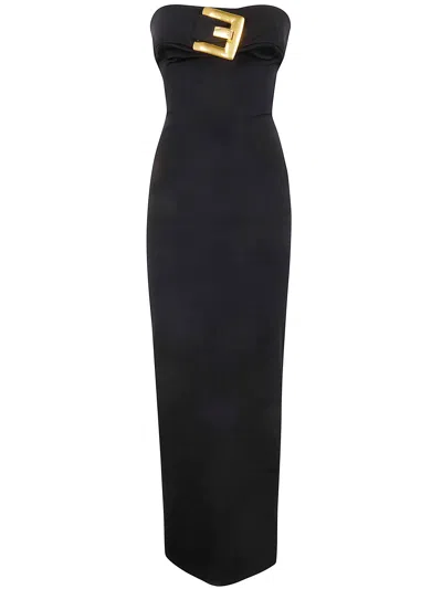 Balmain Belted Bustier Compact Jersey Long Dress Clothing In Black