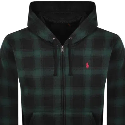 Ralph Lauren Full Zip Plaid Hoodie Green In Green