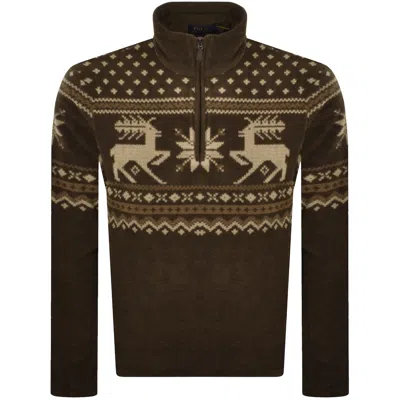 Ralph Lauren Brushed Fleece Quarter-zip Pullover In Brown