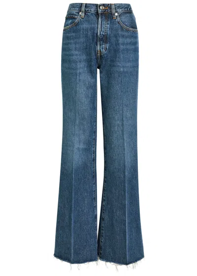 Frame The Lax Distressed Flared-leg Denim Jeans In Blue