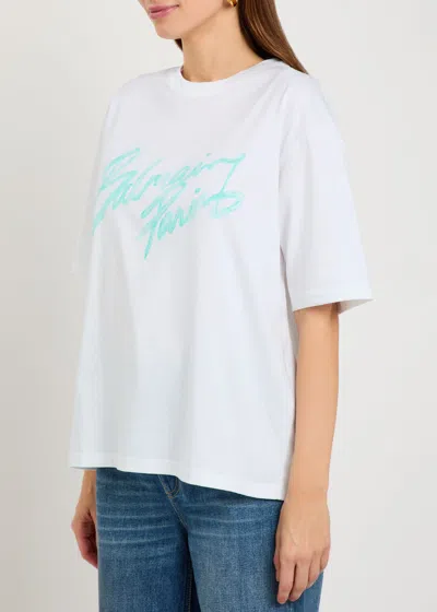 Balmain Oversized White T-shirt With Logo Print Women In Multi
