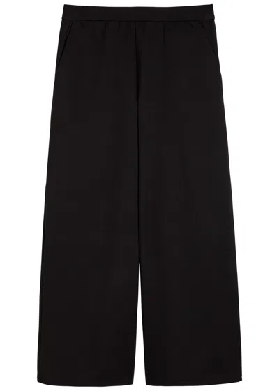 Eileen Fisher Wide-leg Jersey Trousers In Black