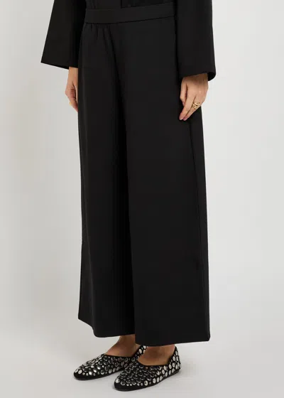 Eileen Fisher Wide-leg Jersey Trousers In Black