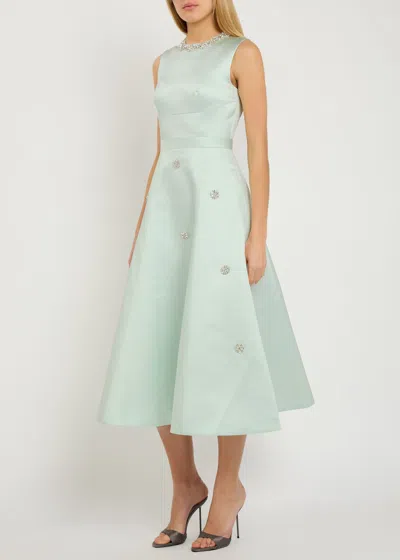 Huishan Zhang Sol Crystal-embellished Satin Midi Dress In Blue