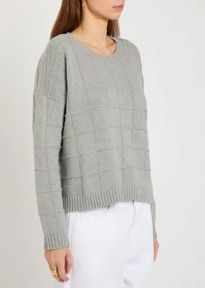 Eileen Fisher Check Cotton And Cashmere-blend Jumper In Gray