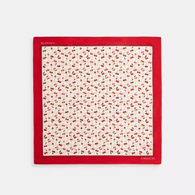 Coach Outlet Sculpted C Cherries Print Silk Bandana In Red