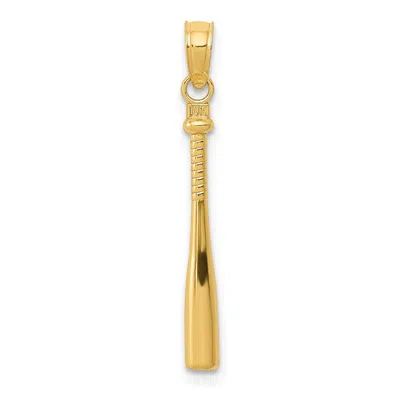 Diamond2deal 14k Yellow Gold 3-d Baseball Bat Pendant In Gold