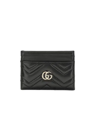 Gucci Women Gg Marmont Leather Card Case In Black