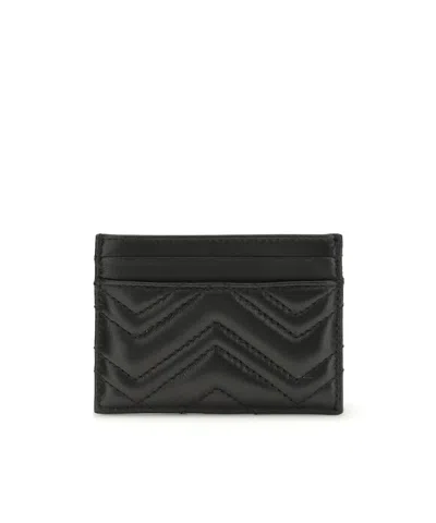 Gucci Women Gg Marmont Leather Card Case In Black