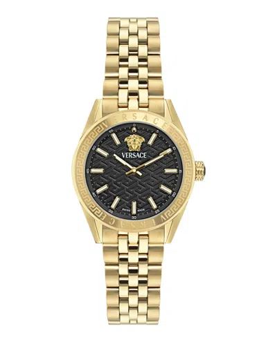 Versace V-code Bracelet Watch In Gold