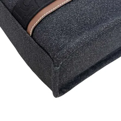 Pre-owned Bally Black Brown Denim Canvas Leather Tote Bag () In Multi