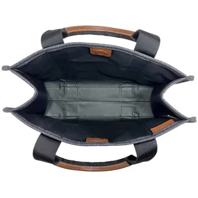 Pre-owned Bally Black Brown Denim Canvas Leather Tote Bag () In Multi