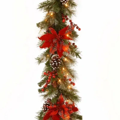National Tree Co . Tartan Plaid Christmas Indoor Outdoor Garland In Green