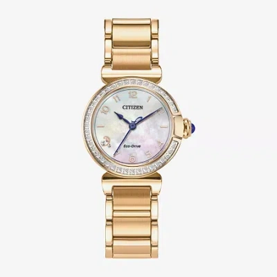 Citizen Womens Gold Tone Stainless Steel Bracelet Watch Em1123-89d In Gold