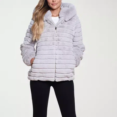 Gallery Womens Faux Fur Hooded Heavyweight Coat In Multi