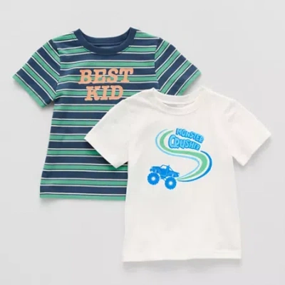 Okie Dokie Toddler Boys Crew Neck Short Sleeve Regular Fit 2-pc. Graphic T-shirt In Multi