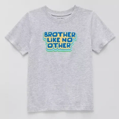 Okie Dokie Toddler Boys Crew Neck Short Sleeve Regular Fit Graphic T-shirt In Gray