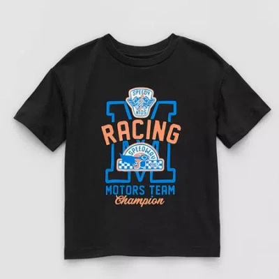 Okie Dokie Toddler Boys Crew Neck Short Sleeve Regular Fit Graphic T-shirt In Black