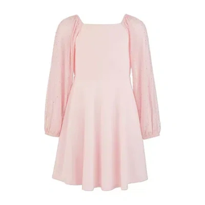 Speechless Big Kid Girls Long Sleeve Skater Dress In Pink