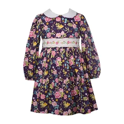 Bonnie Jean Little Girls Long Sleeve Puffed A-line Dress In Pink