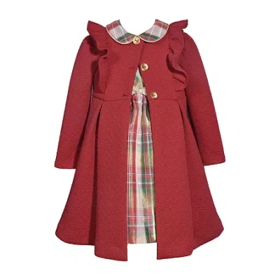 Bonnie Jean Little Girls Plaid Dress Set In Red