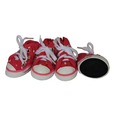 Pet Life The  Extreme-skater Canvas Casual Grip Petsneaker Shoes - Set Of 4 In Red