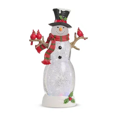 Roman 18in Lighted Swirl Snowman Christmas Tabletop Decor In White
