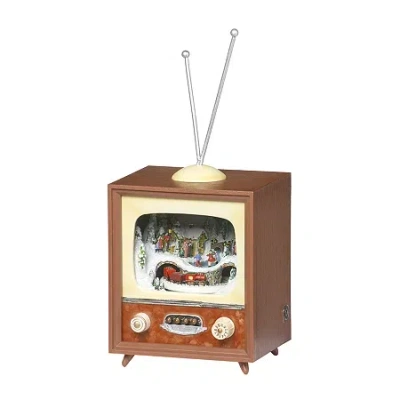 Roman 5.75in Musical Led Train Tv Plays Music Christmas Tabletop Decor In White