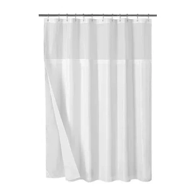 Awesome Home Waterproof Poly Snap In Liner Shower Curtain Set In White
