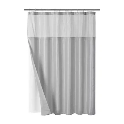 Awesome Home Waterproof Poly Snap In Liner Shower Curtain Set In Gray