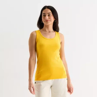 St. John's Bay Womens Scoop Neck Sleeveless Tank Top In Yellow