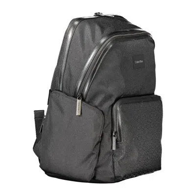 Calvin Klein Black Polyester Backpack In Gray