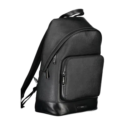 Calvin Klein Black Polyester Backpack In Red