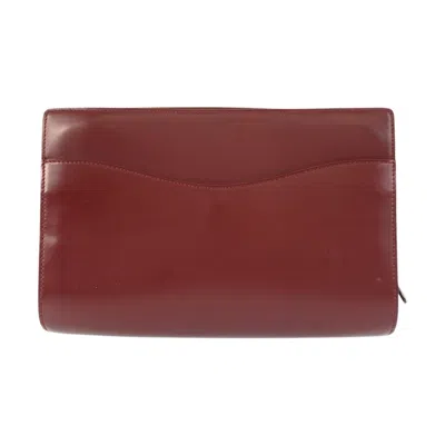 Pre-owned Cartier Bordeaux Leather Clutch Bag () In Burgundy