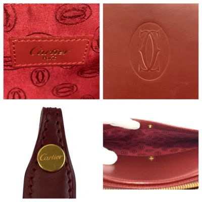 Pre-owned Cartier Bordeaux Leather Clutch Bag () In Burgundy