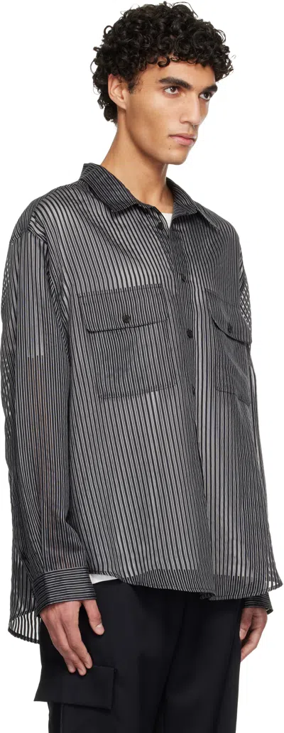 Solid Homme Black Sheer Striped Shirt In Black