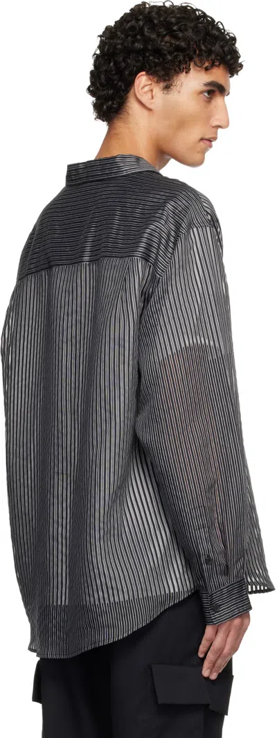 Solid Homme Black Sheer Striped Shirt In Black
