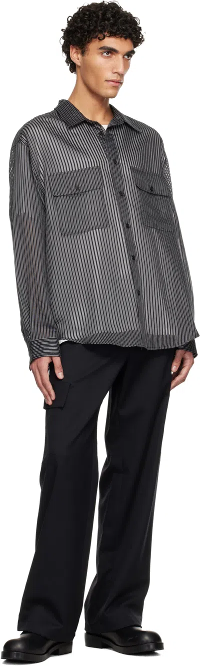 Solid Homme Black Sheer Striped Shirt In Black