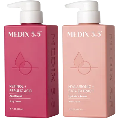 Medix 5.5 Firm + Hydrate Duo | Retinol + Ferulic Acid Body Cream, Hyaluronic Acid + Cica Body Cream In Transparent